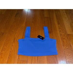 New Express Body Contour High Compression Blue Cropped Tank Top - Size M